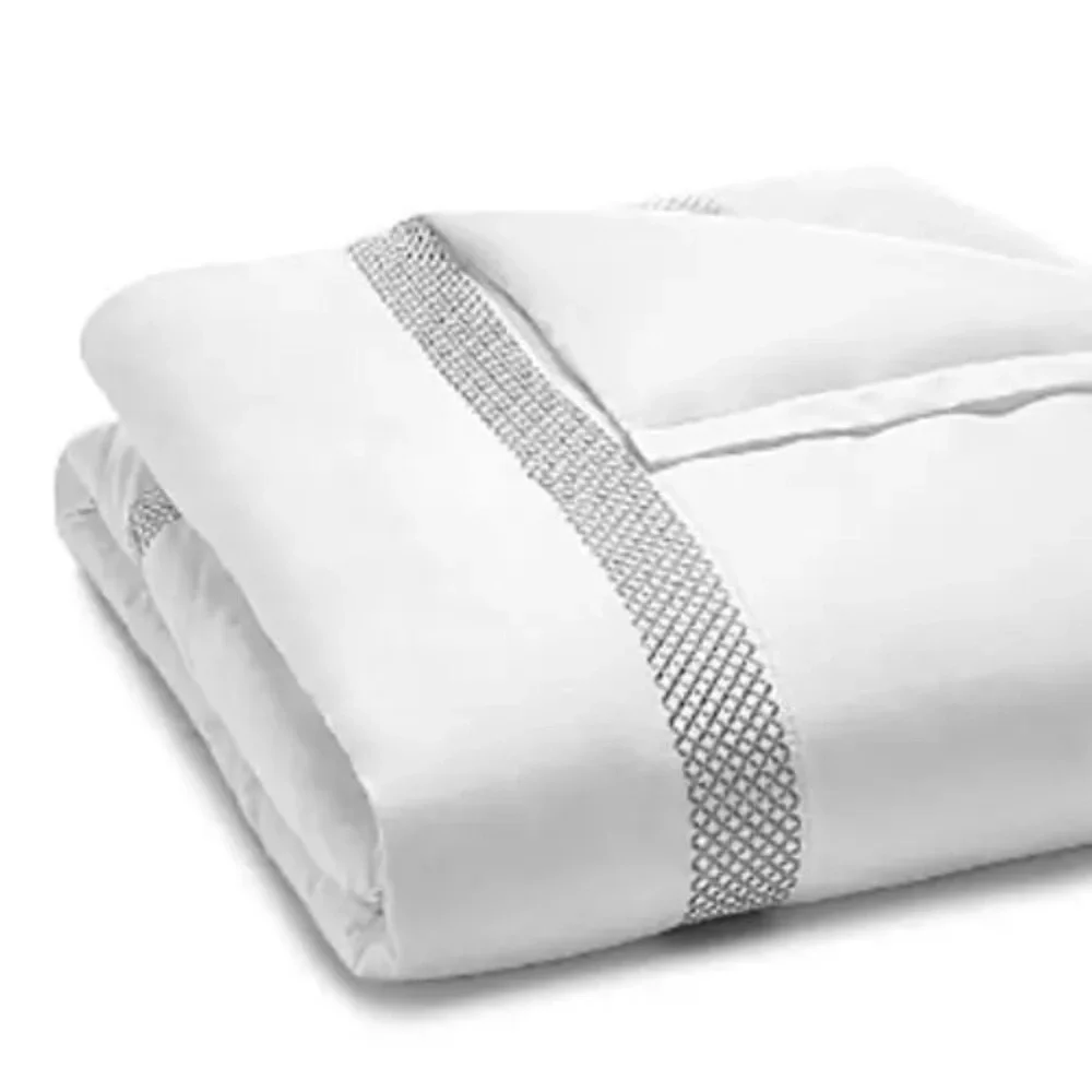Hudson Park Collection 500TC Embroidered Geo Duvet Cover Twin Pima Cotton $340 - Picture 2 of 7
